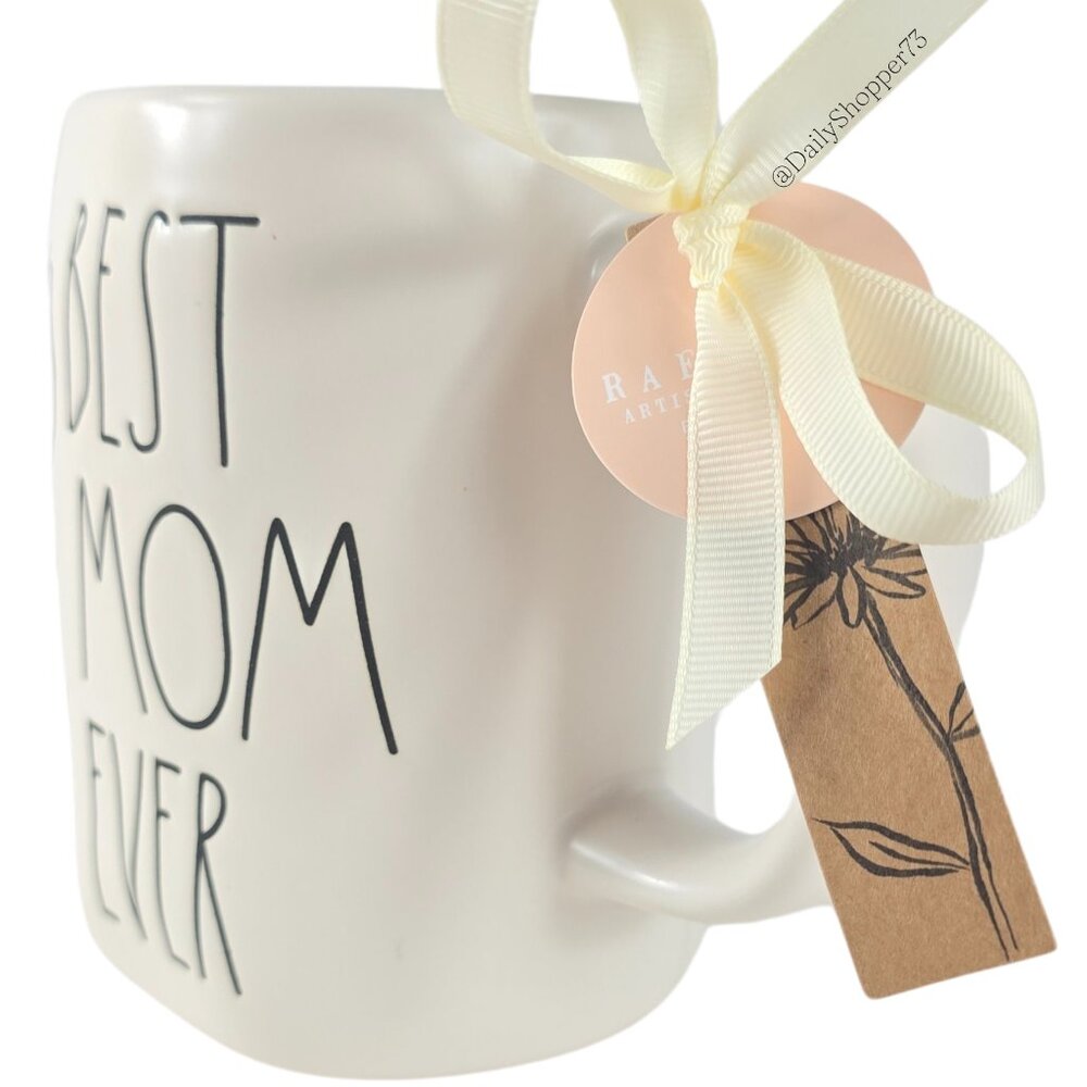 Rae Dunn "Best Mom Ever" Floral Watercolor Ceramic Coffee Mug - Picture 3 of 4
